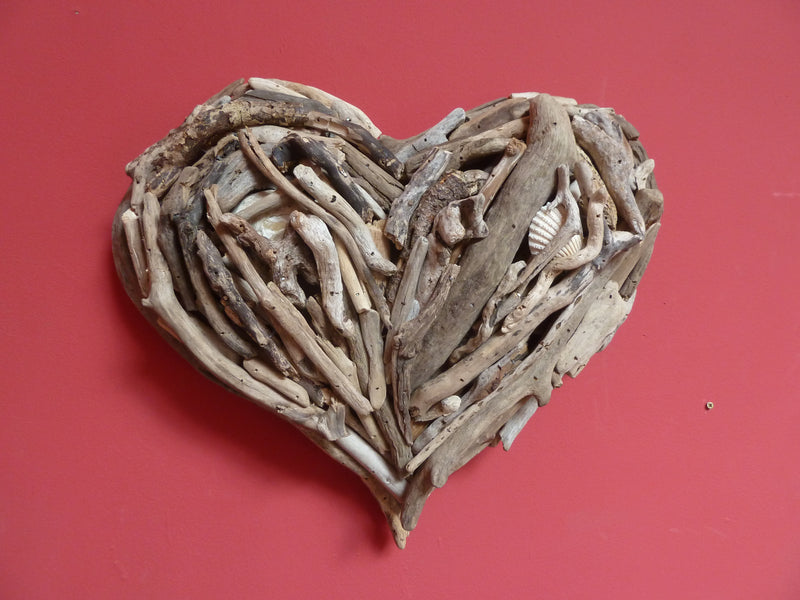 Handmade driftwood hearts made from locally sourced driftwood 